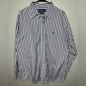 Ralph Lauren Men's Navy and White Striped Shirt